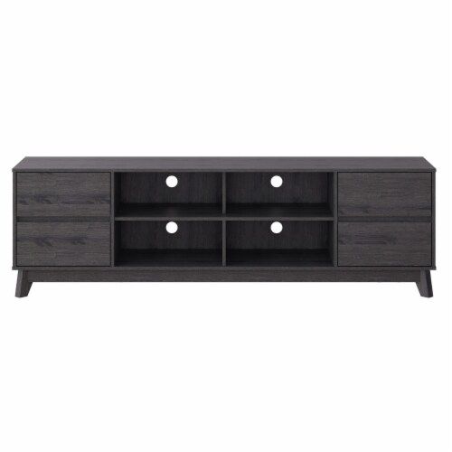 Corliving Hollywood Wood Grain Tv Stand With Drawers For Tvs Up To 85 ... in Virlomi 71&quot; Black Wood Grain Tv Stand With Closed Storage - Tvs Up To 85&quot;