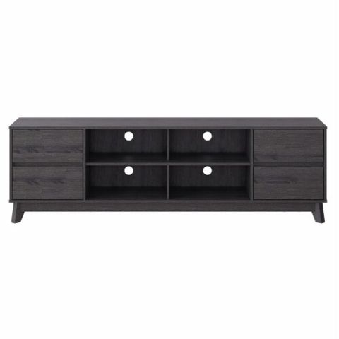 Corliving Hollywood Wood Grain Tv Stand With Drawers For Tvs Up To 85 ... in Virlomi 71" Black Wood Grain Tv Stand With Closed Storage - Tvs Up To 85"