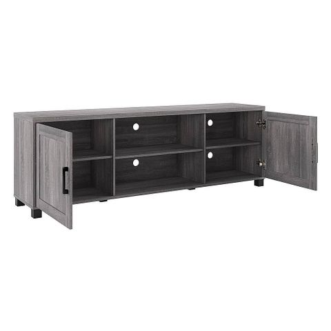 Corliving Virlomi Collection Tv Stand With Cabinets For Most Tvs Up To ... with regard to Virlomi 71" Black Wood Grain Tv Stand With Closed Storage - Tvs Up To 85"