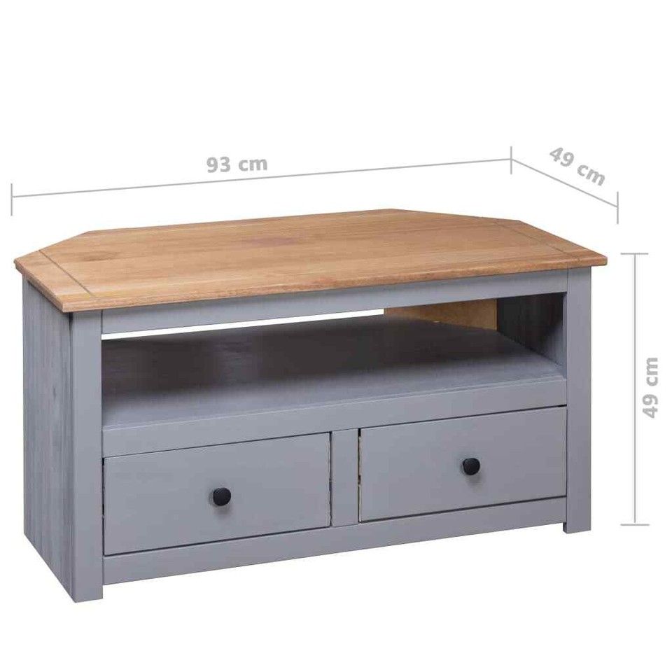 Corner Tv Stand Gray 36.6&quot;X19.3&quot;X19.3&quot; Solid Pine Panama Range Vidaxl ... pertaining to The Art of Balancing Form and Function in White Panorama TV Cabinets