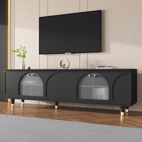 Deehome Contemporary Tv Stand With Adjustable Shelves For Tvs Up To 78 ... pertaining to 65"H Modern Style Tv Stand With Adjustable Shelves And Cable Holes, Black