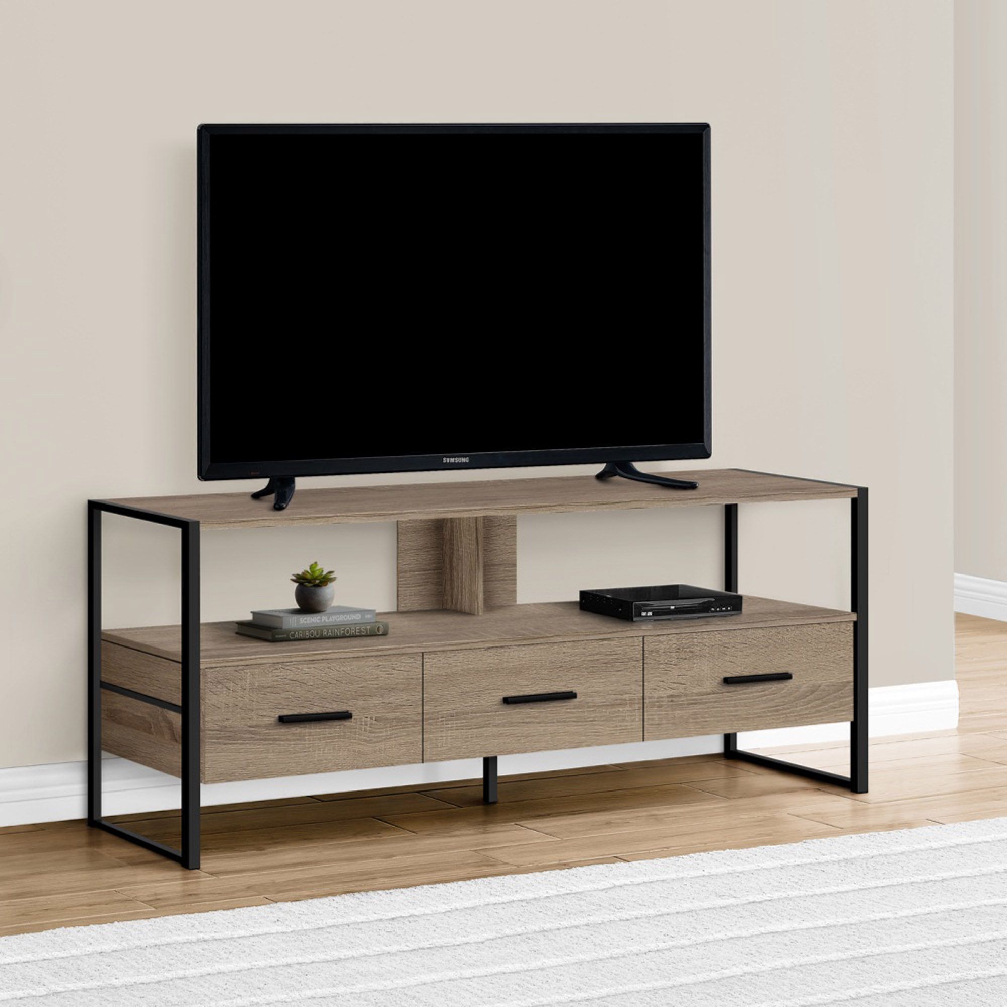 Ebern Designs Tv Stand, 48 Inch, Console, Media Entertainment Centre ... regarding Tv Stand 48 Inch Console Drawers Living Room Bedroom Laminate Black