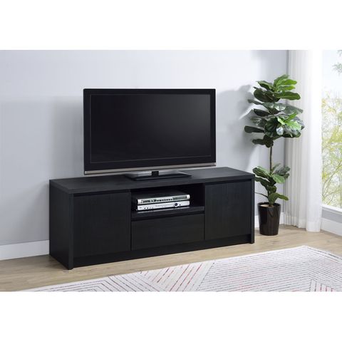 Ebern Designs Winfield 2-Door Tv Stand Media Console Black | Wayfair for Winfield 78" 2-Door Tv Stand Media Console Black