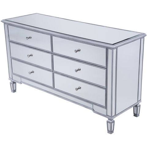 Elegant Decor Contempo 6 Drawer Contemporary Mirrored Dresser In ... in Elegant Decor Reflexion 6 Drawer 48" Mirrored Dresser In Antique Silver