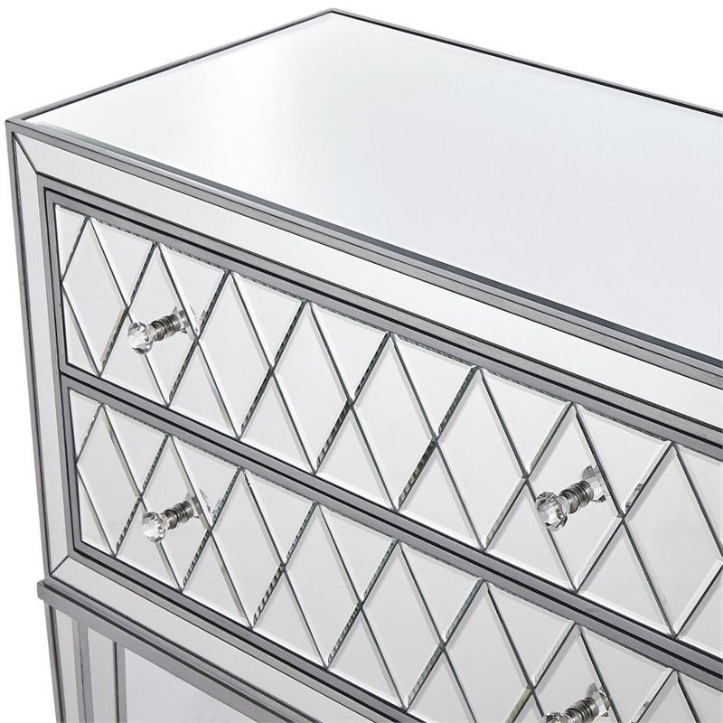 Elegant Decor Reflexion 2 Drawer 34&quot; Mirrored Nightstand In Antique ... for Elegant Decor Reflexion 6 Drawer 48&quot; Mirrored Dresser In Antique Silver