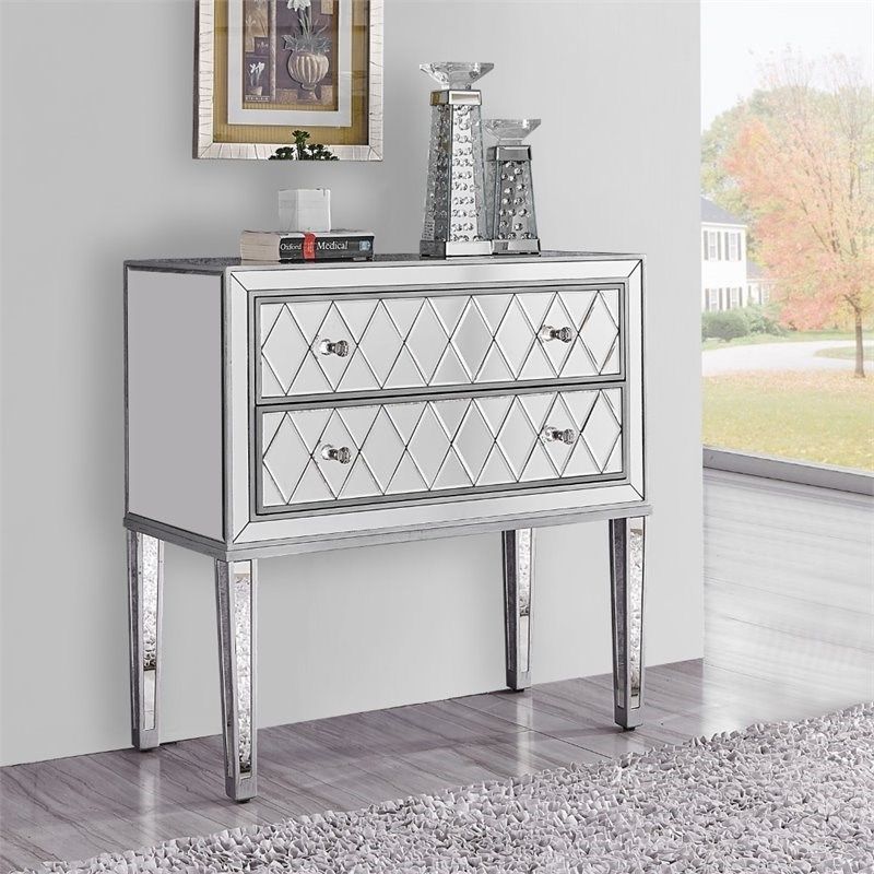 Elegant Decor Reflexion 2 Drawer 34&quot; Mirrored Nightstand In Antique ... for Understanding the Appeal of Mirrored Furniture in Modern Interiors