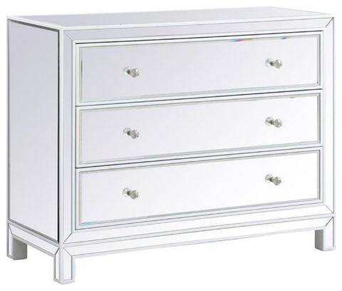 Elegant Decor Reflexion 40" 3-Drawer Metal Mdf Mirrored Cabinet In ... in Understanding the Appeal of Mirrored Furniture in Modern Interiors