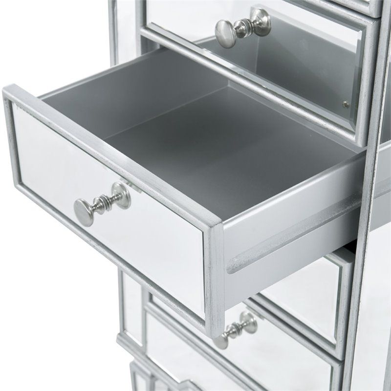 Elegant Decor Reflexion 7 Drawer Mirrored Lingerie Chest In Antique ... throughout Understanding the Appeal of Mirrored Furniture in Modern Interiors