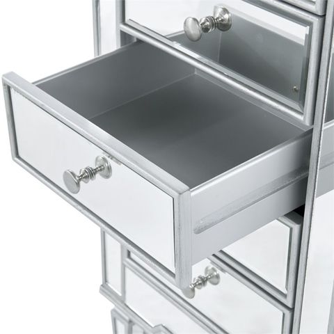 Elegant Decor Reflexion 7 Drawer Mirrored Lingerie Chest In Antique ... throughout Understanding the Appeal of Mirrored Furniture in Modern Interiors