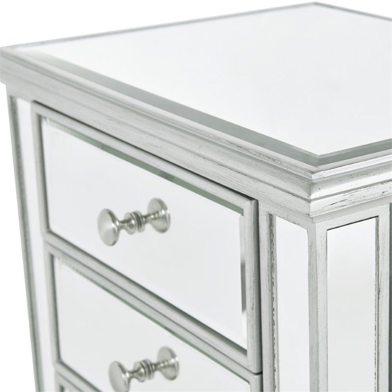 Elegant Decor Reflexion 7 Drawer Mirrored Lingerie Chest In Antique ... with Elegant Decor Reflexion 6 Drawer 48&quot; Mirrored Dresser In Antique Silver