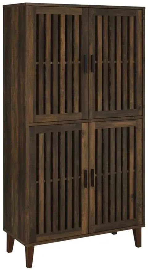 Elouise 4-Door Engineered Wood Tall Accent Cabinet Dark Pine By Mine ... regarding Design considerations for maximizing storage in modern TV stands