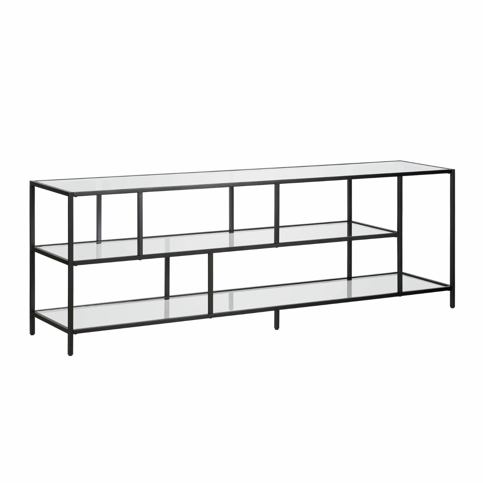 Evelyn&amp;Zoe Winthrop Rectangular Tv Stand With Glass Shelves For Tv's Up ... regarding Exploring the Benefits of Rectangular TV Furniture Solutions