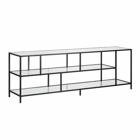 Evelyn&Zoe Winthrop Rectangular Tv Stand With Glass Shelves For Tv's Up ... regarding Exploring the Benefits of Rectangular TV Furniture Solutions