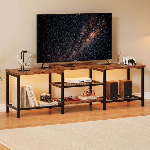 Garvee 67" Tv Stand With Led Lights & Power Outlets, Large ... pertaining to Understanding the Best TV Stand Options for Large Screen Displays