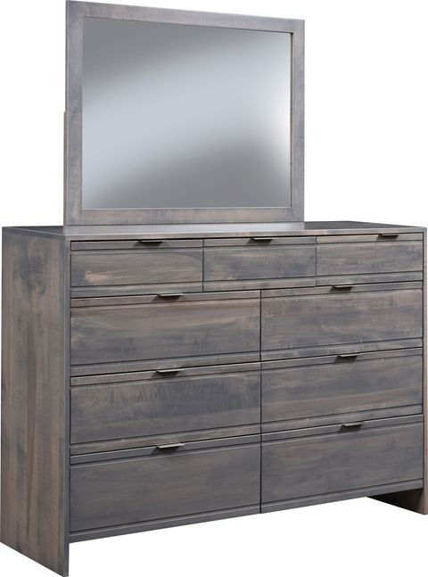 Hadley 9 Drawer Dresser And Mirror Shown In Brown Maple With A Tin Man ... throughout How to Choose the Right 9 Drawer Dresser with Mirror for Your Bedroom Setup
