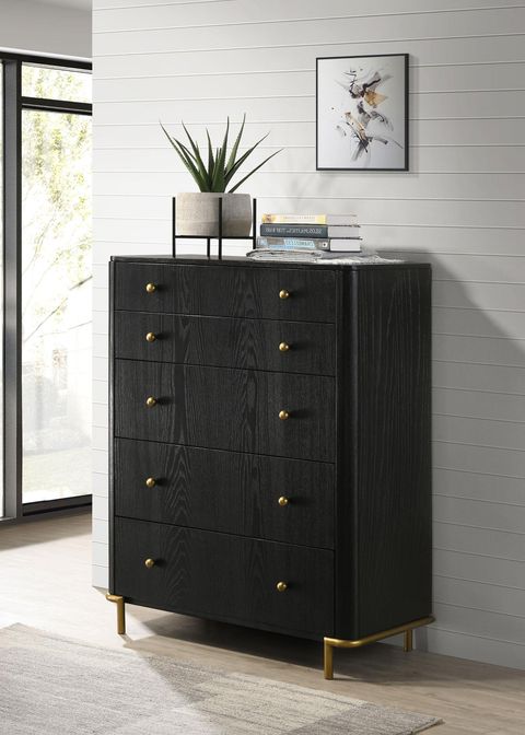 Hokku Designs 5-Drawer Bedroom Chest Black - Wayfair Canada in Maximizing Bedroom Organization Through Strategic Furniture Selection