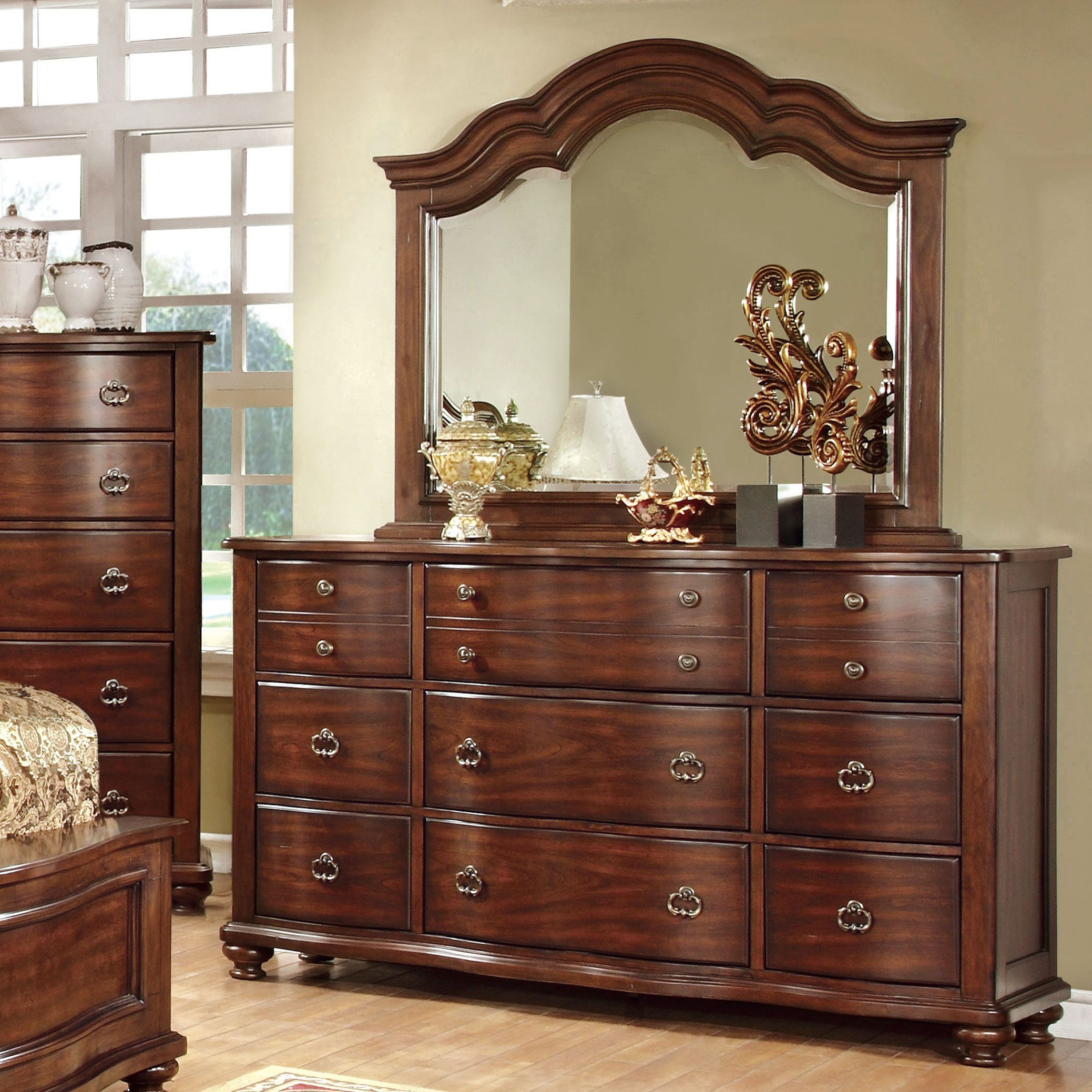 Hokku Designs Jamine 9 Drawer Dresser With Mirror &amp; Reviews | Wayfair throughout 9 Drawer Dresser And Mirror