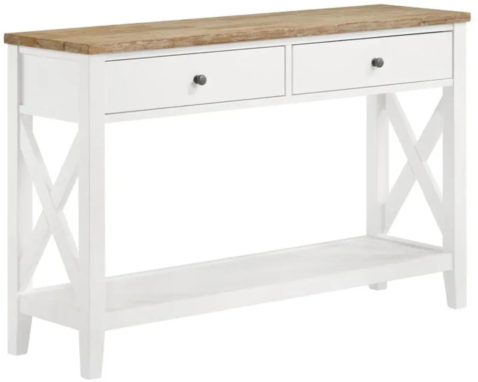 Hollis - 2-Drawer Wood Entryway Console Table - Brown And White By Bel ... in Comparing the Hollis 2-door Wood 67 TV Stand With Drawer to similar furniture options
