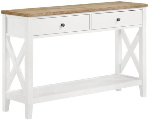 Hollis - 2-Drawer Wood Entryway Console Table - Brown And White By Bel ... in Comparing the Hollis 2-door Wood 67 TV Stand With Drawer to similar furniture options
