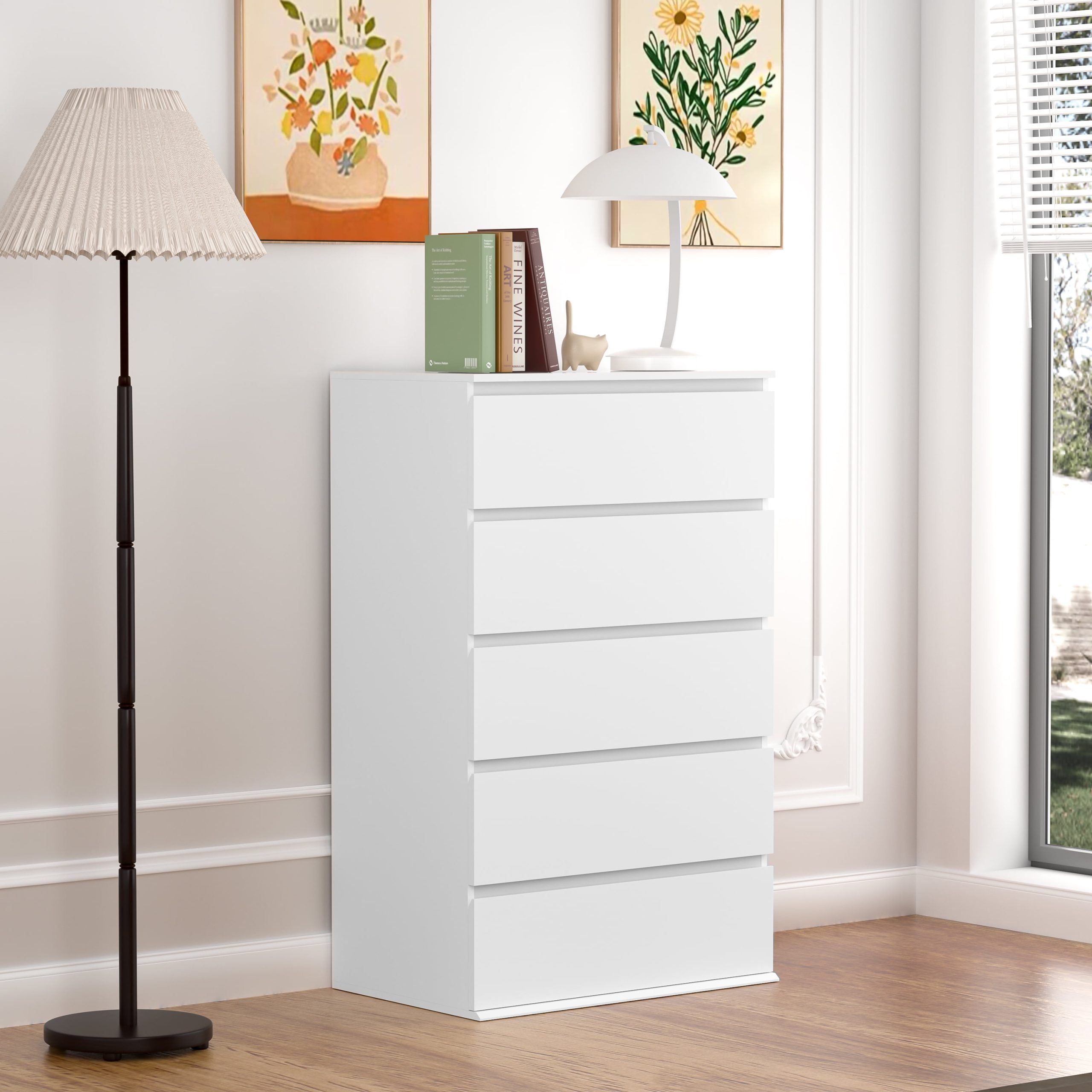 Lafgur White Dresser, 5 Drawer Dresser Tall White Dresser With Large ... for Understanding the Versatility of Modern White and Black 5-Drawer Chest Solutions
