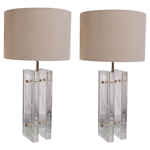 Large Minimalist Pair Of 1970S Harry Hinson Glass And Brass Table Lamps ... inside The Artisan Craftsmanship Behind Henderson 27 Tall Arc Table Lamp