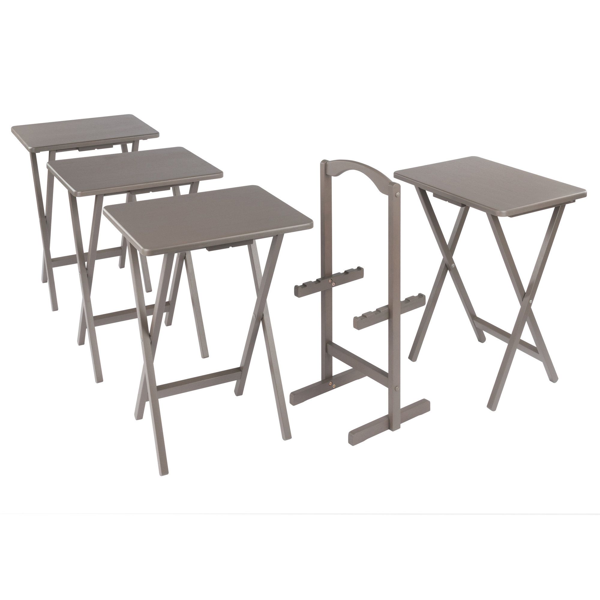 Latitude Run® Alex 5-Pc Snack Table Set | Wayfair for Nathan 5-Pc Snack Table Set Cappuccino