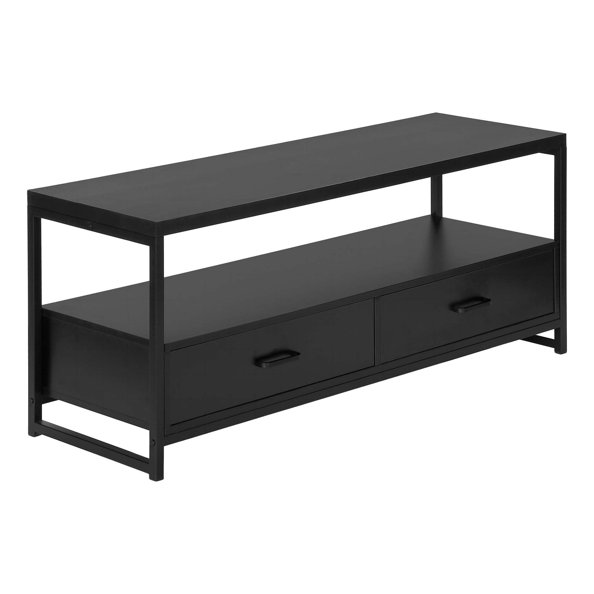 Latitude Run® Tv Stand, 48 Inch, Console, Media Entertainment Centre ... with Tv Stand 48 Inch Console Drawers Living Room Bedroom Laminate Black