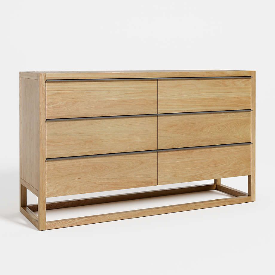 Leavitt Natural Oak Wood 6-Drawer Dresser | Crate &amp; Barrel regarding Peridot 6 Drawer Dresser, Natural Acacia Wood