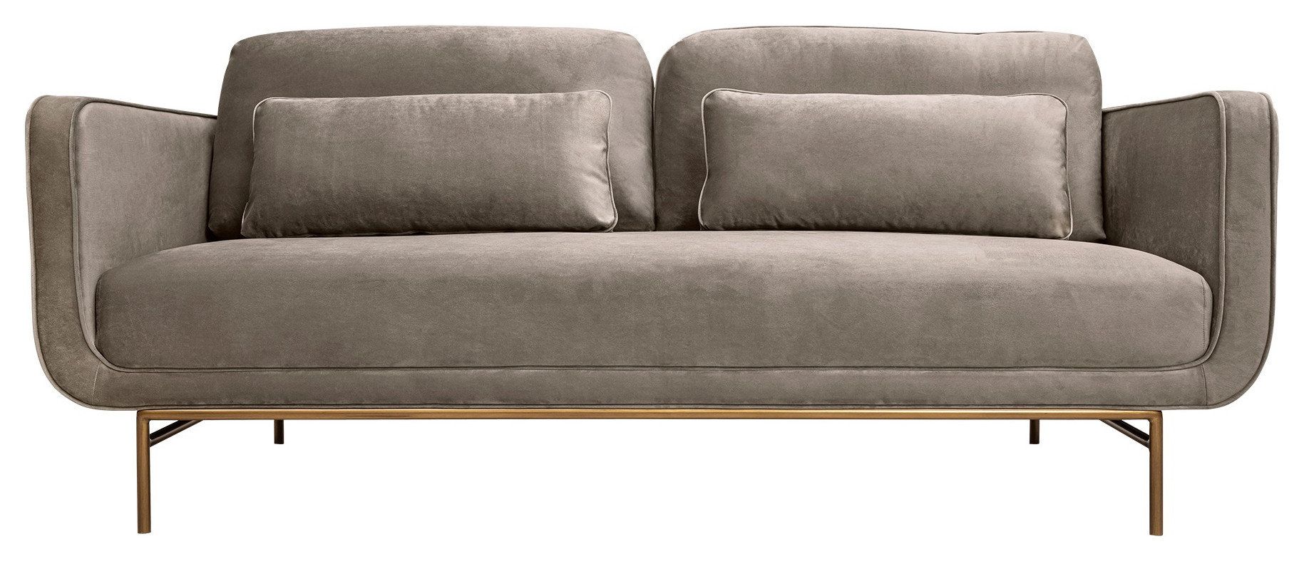 Lilou 77&quot; Fossil Gray Velvet Sofa With Antique Brass Metal Legs ... with Understanding the Appeal of Lilou 77 Gray Fabric Sofa with Antique Brass Legs