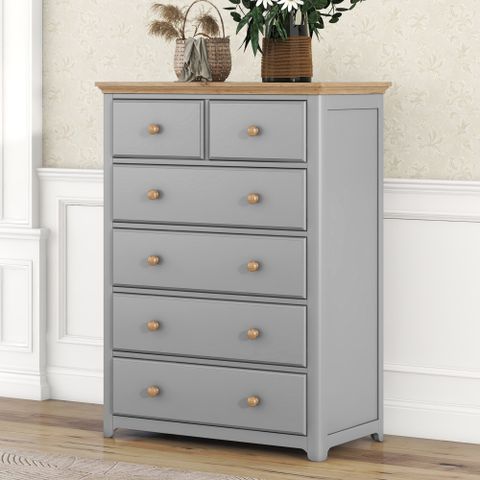 Litake 6 Drawers Dresser Chests For Bedroom Tall Chset Sturdy Frame ... for 58" X 16" X 37" Weathered Gray Dresser