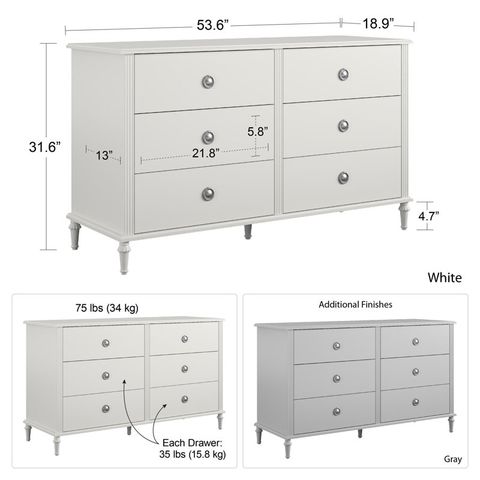 Little Seeds Rowan Valley Arden 6 Drawer Double Dresser & Reviews | Wayfair within Maximizing bedroom storage with multi-drawer wooden furniture solutions