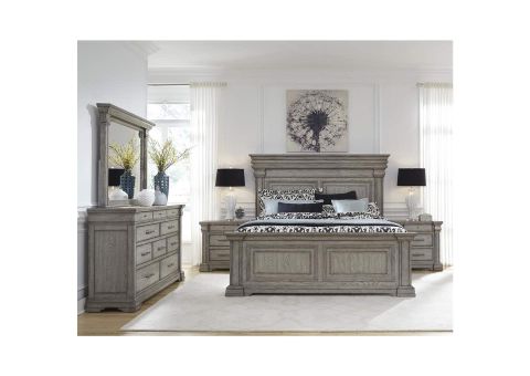 Madison Ridge Heritage Taupe Panel King Bedroom Set W/ Dresser & Mirror ... for Pulaski Furniture Bedroom Madison Ridge 6-Drawer Chest, Heritage Taupe