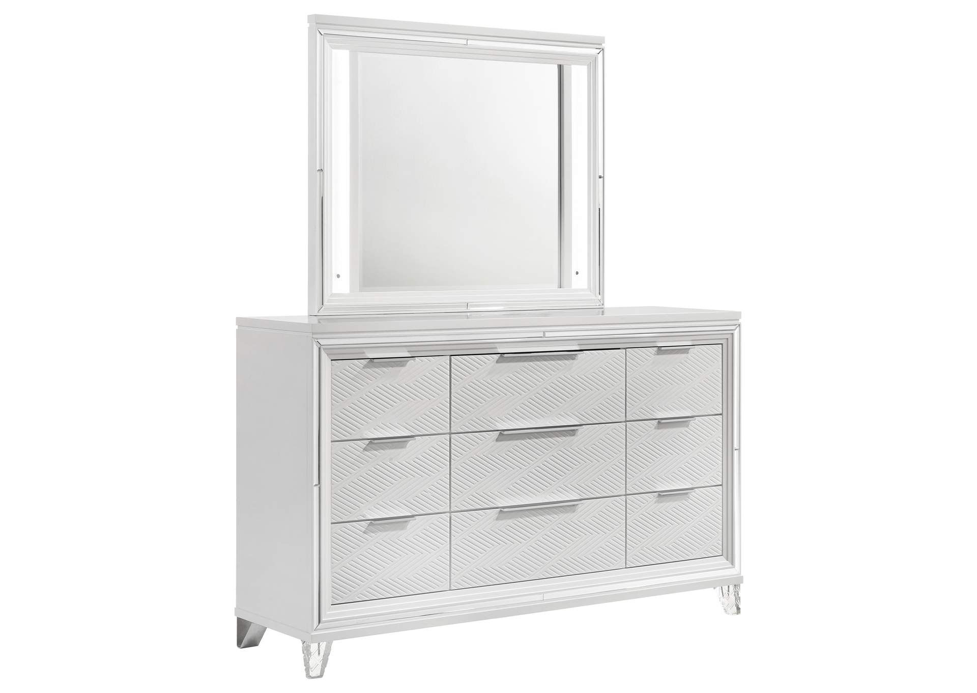 Marmore 9-Drawer Dresser And Led Mirror White inside How to Choose the Right 9 Drawer Dresser with Mirror for Your Bedroom Setup
