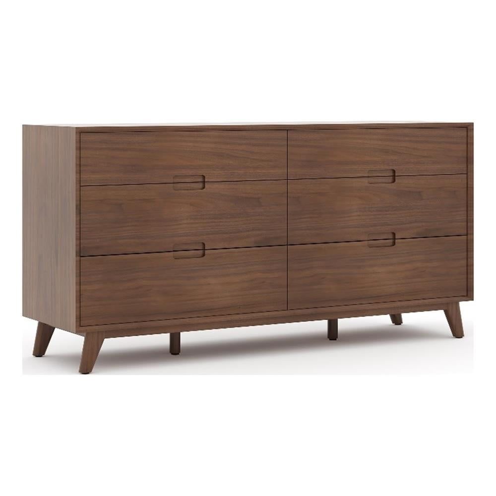 Mid-Century Modern Double Dresser - Walnut Stain - Walmart.com with regard to Mid-Century Modern Double Dresser, Walnut