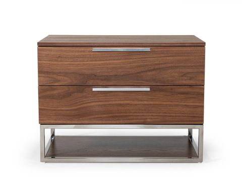 Modrest Heloise - Contemporary Walnut & Stainless Steel Nightstand ... regarding Modrest Heloise Contemporary Walnut And Stainless Steel Dresser