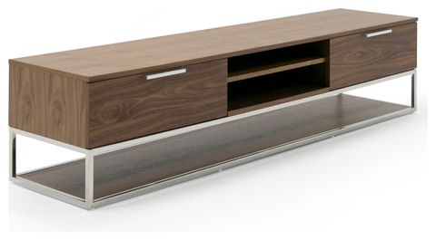 Modrest Heloise Modern Walnut And Stainless Steel Tv Stand ... inside Creating Cohesion in Home Furnishing Choices