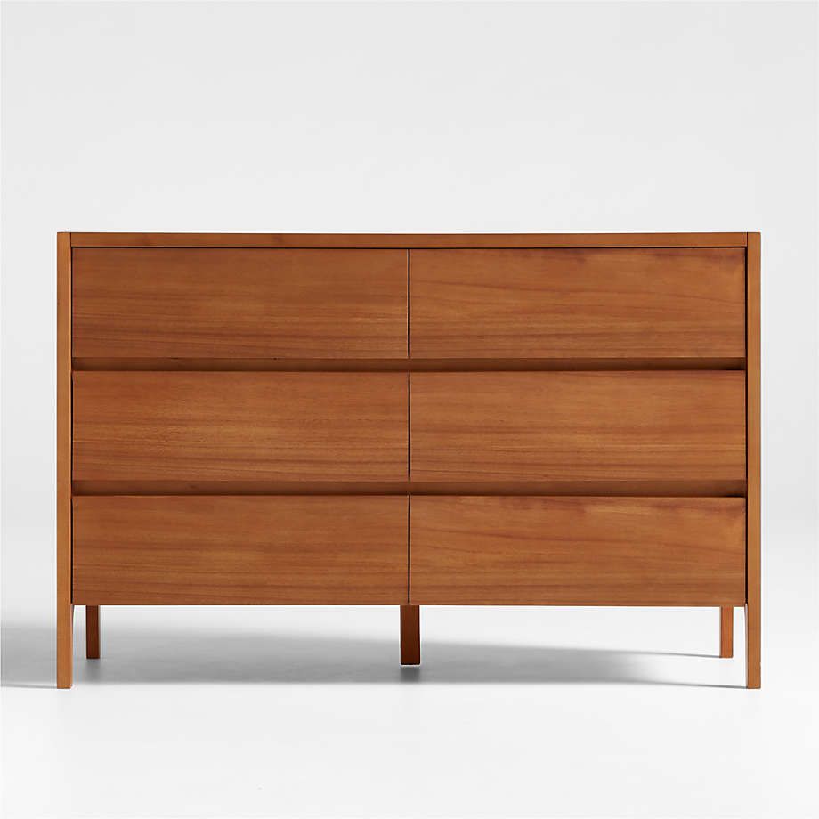 Nova 50&quot; Natural Acacia Wood Wide 6-Drawer Kids Dresser + Reviews ... pertaining to Peridot 6 Drawer Dresser, Natural Acacia Wood