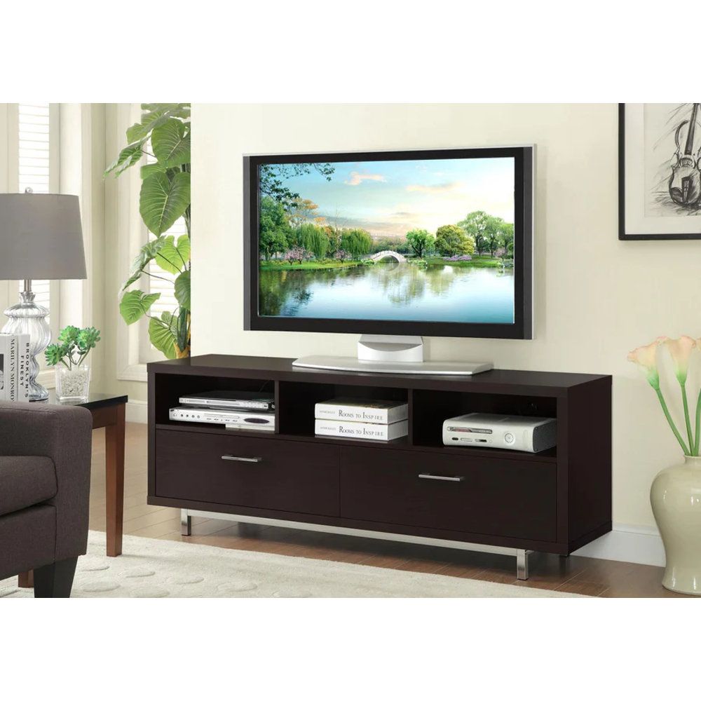 Orren Ellis Casey 2-Drawer Engineered Wood 60? Tv Stand Cappuccino ... with Maximizing Storage with Lewes Engineered Wood 60 TV Cabinets