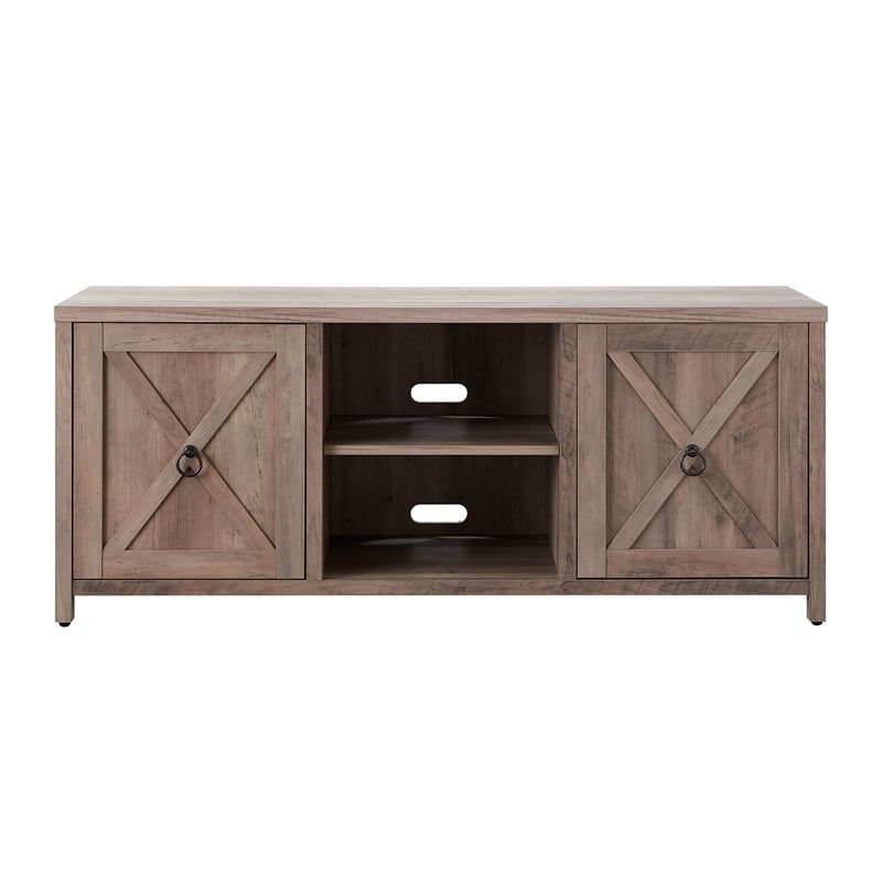 Pemberly Row 58&quot; Modern Farmhouse Double Sliding Door Wood Tv Stand In ... for Pemberly Row 58&quot; Barn Door Tv Stand In Barnwood