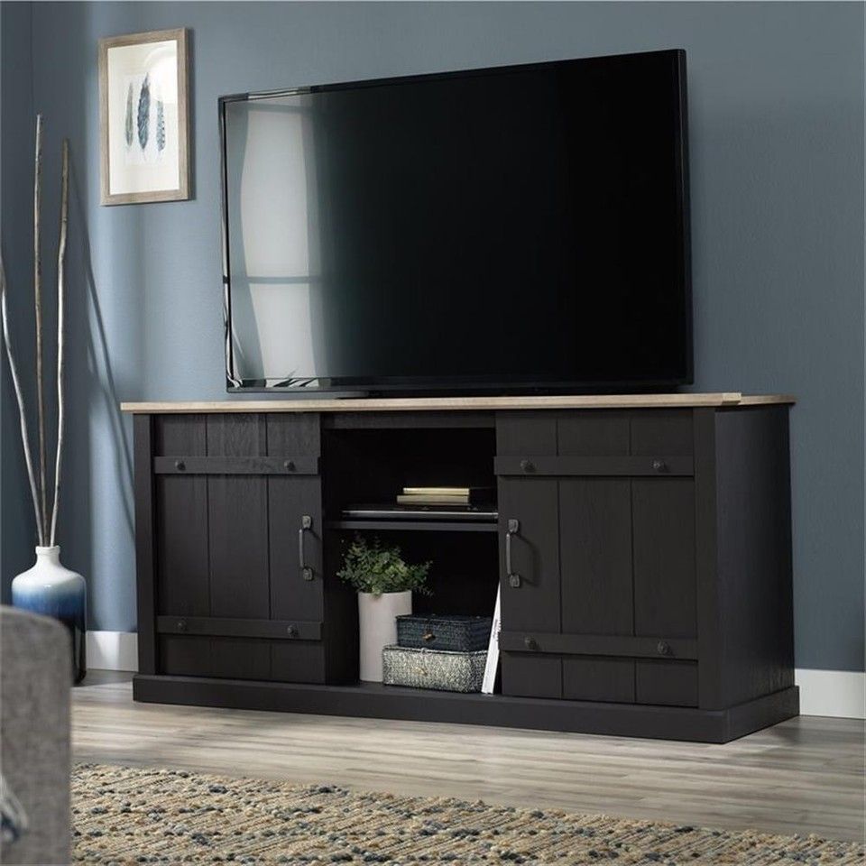 Pemberly Row Engineered Wood Tv Stand For Tvs Up To 70&quot; In Raven Oak | Ebay intended for Pemberly Row Open Storage Engineered Wood Tv Stand For Tvs Up To 75&quot; In Black