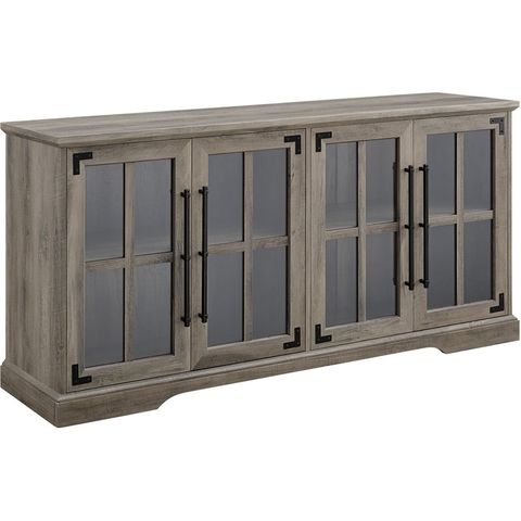 Pemberly Row Farmhouse 4 Door Wood Tv Stand For Tvs Up To 58" In Gray ... with Understanding the Design Philosophy Behind Modern Media Furniture