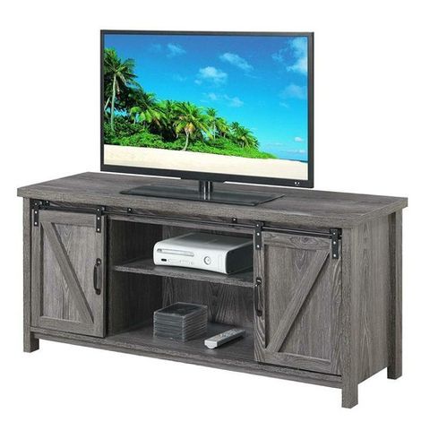 Pemberly Row Farmhouse Wood Barn Door Tv Stand For Tvs Up To 52" In ... with regard to How barn door TV stands transform minimalist living room aesthetics