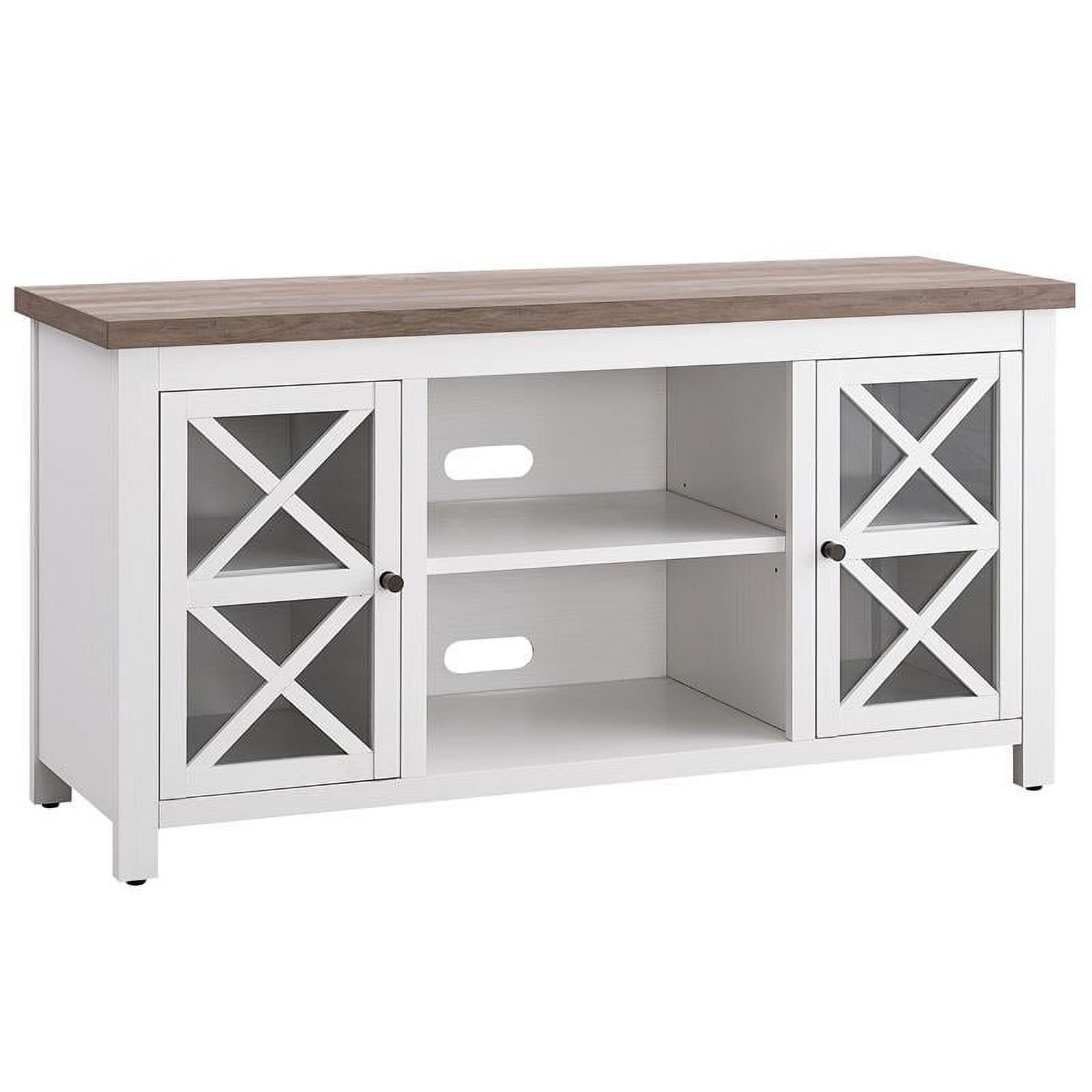 Pemberly Row Modern Farmhouse Tv Stand In White And Gray Oak (Tvs Up To ... with Choosing the Right TV Stand Size for Your Living Room Layout