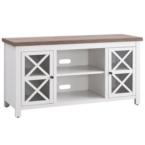 Pemberly Row Modern Farmhouse Tv Stand In White And Gray Oak (Tvs Up To ... with Choosing the Right TV Stand Size for Your Living Room Layout