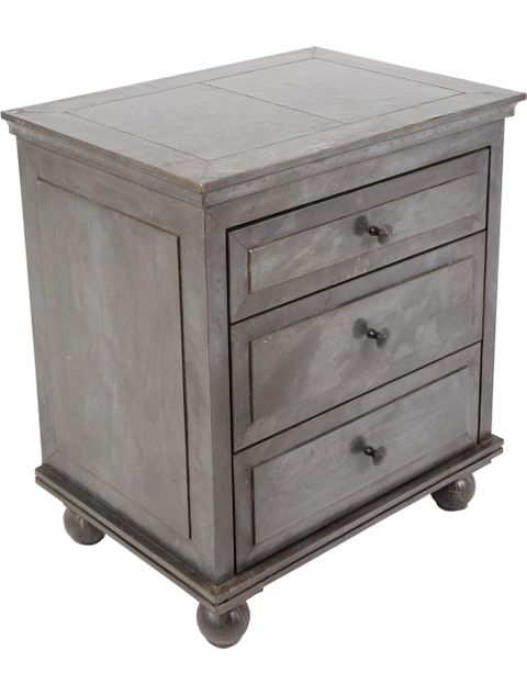 Restoration Hardware Annecy Metal-Wrapped Nightstand - Grey, 1 Pieces ... intended for Chinese Distressed Light Gray Metal Hardware End Table Nightstand Hcs3917
