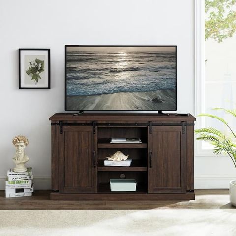 Reviews For Festivo 54 In. Saw Cut Off-Espresso Engineered Wood Tv ... pertaining to Maximizing Storage with Lewes Engineered Wood 60 TV Cabinets
