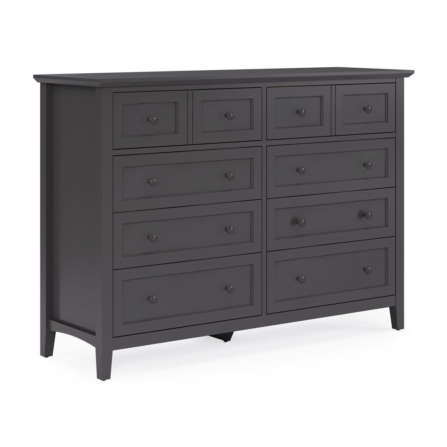 Rine 60 Inch Wide Dresser, 8 Drawers, Sleek Tapered Legs, Jet Black ... inside 58&quot; X 16&quot; X 37&quot; Weathered Gray Dresser