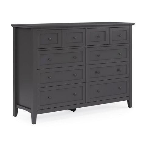 Rine 60 Inch Wide Dresser, 8 Drawers, Sleek Tapered Legs, Jet Black ... inside 58" X 16" X 37" Weathered Gray Dresser