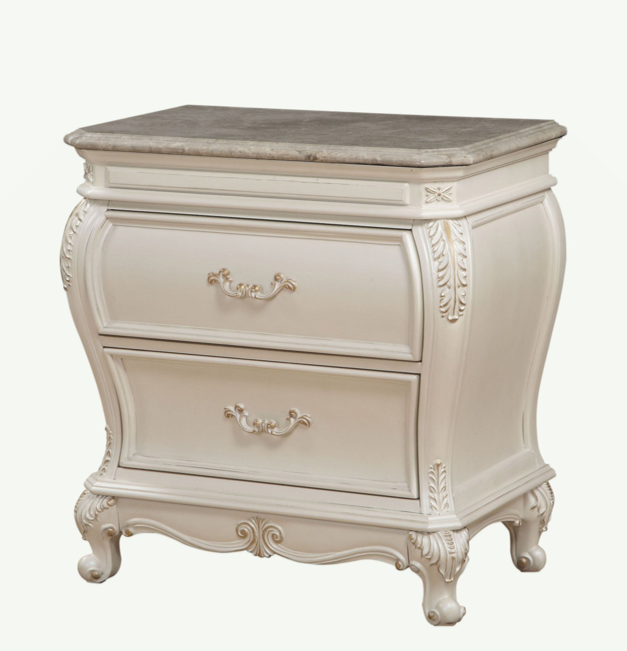 Rosdorf Park Chantelle Pearl White Finish Nightstand W/Granite Top ... inside A Deep Dive Into the History and Evolution of Chantelle Chest and Pearl White