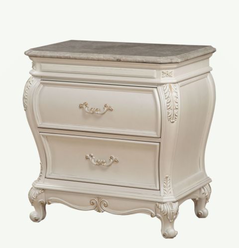 Rosdorf Park Chantelle Pearl White Finish Nightstand W/Granite Top ... inside A Deep Dive Into the History and Evolution of Chantelle Chest and Pearl White